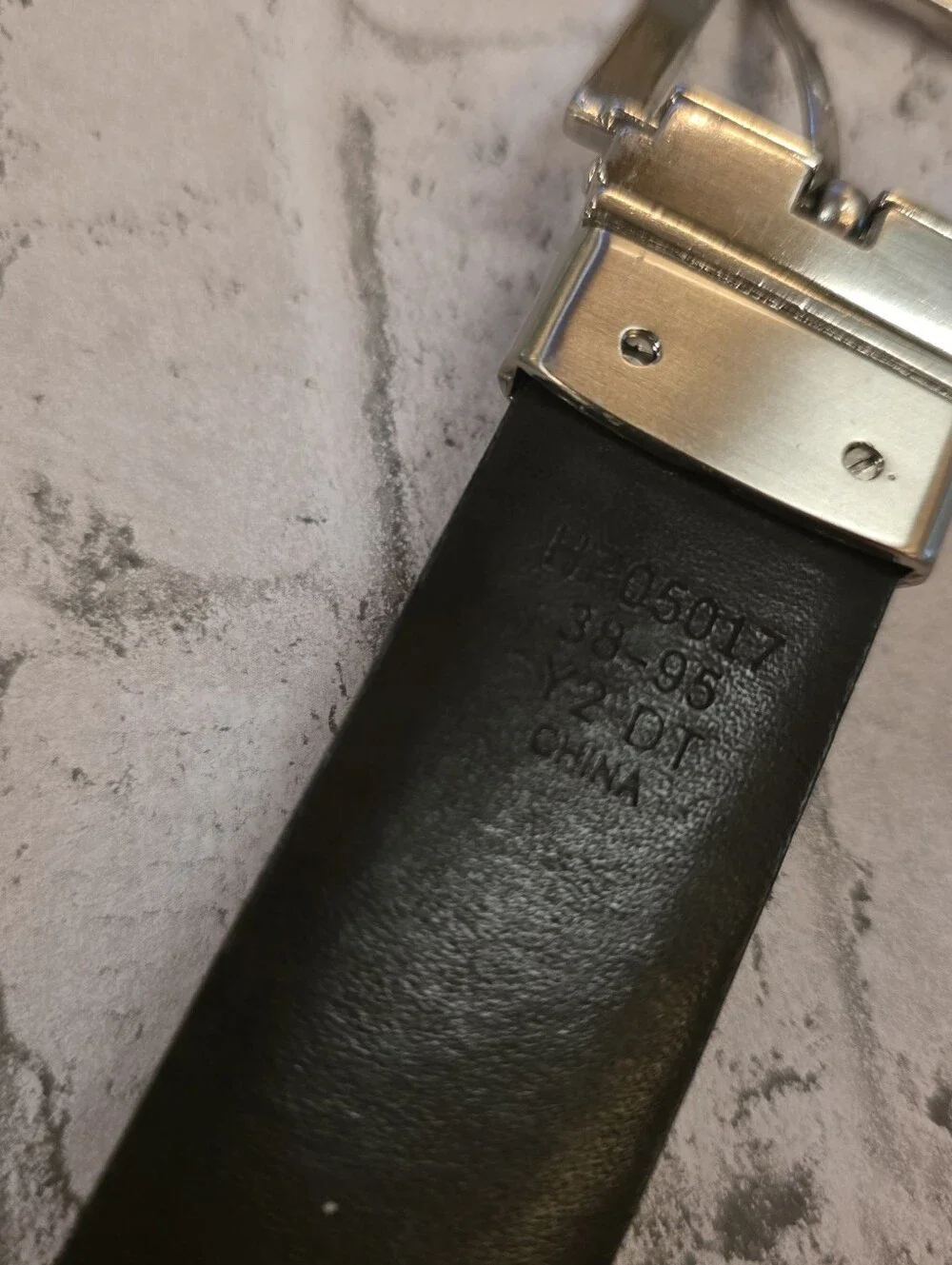 Perry Ellis Black/Brown Reversible Men's Leather Belt with Brushed Silver Buckle